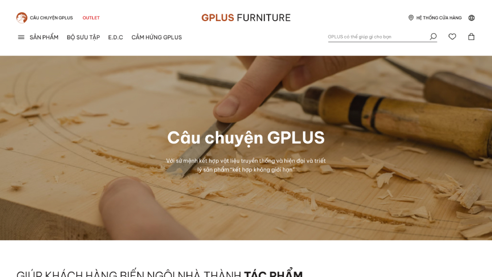 Giao diện website GPLUS Furniture – màn hình 3