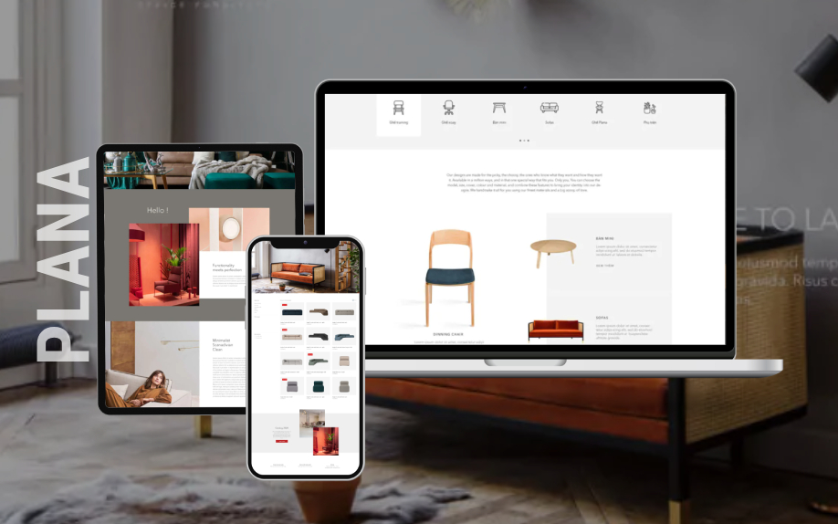 Giao diện website Plan A Studio trên máy tính và điện thoại
