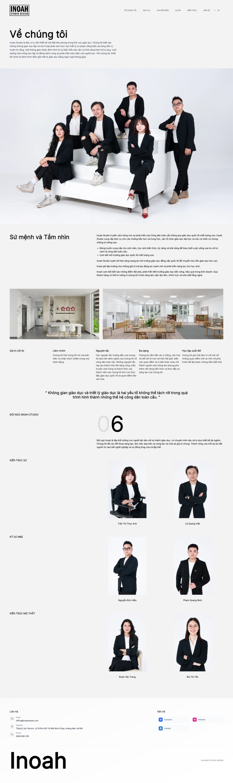 Giao diện website Inoah Studio – màn hình 3