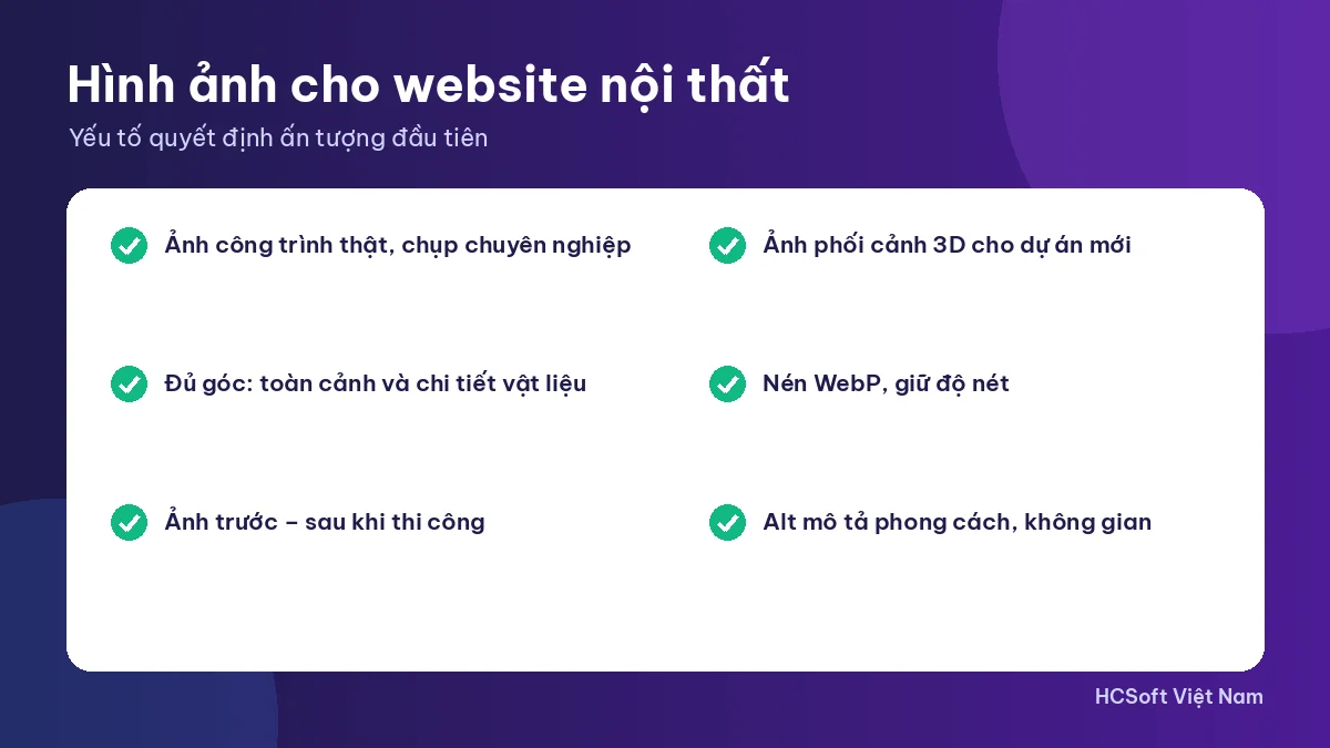Tiêu chí hình ảnh khi thiết kế website nội thất