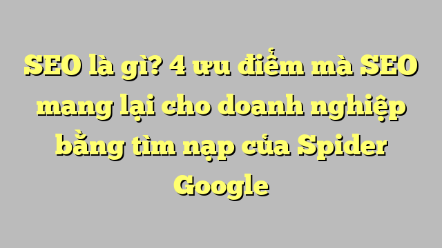 SEO là gì? 4 ưu điểm mà SEO mang lại cho doanh nghiệp bằng tìm nạp của Spider Google