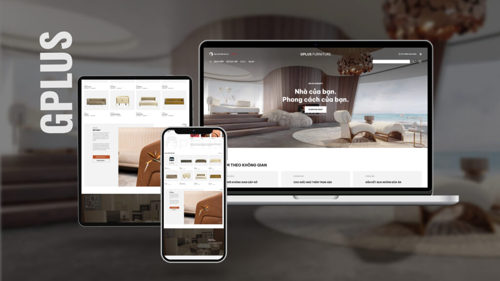 Giao diện website GPLUS Furniture trên desktop và mobile