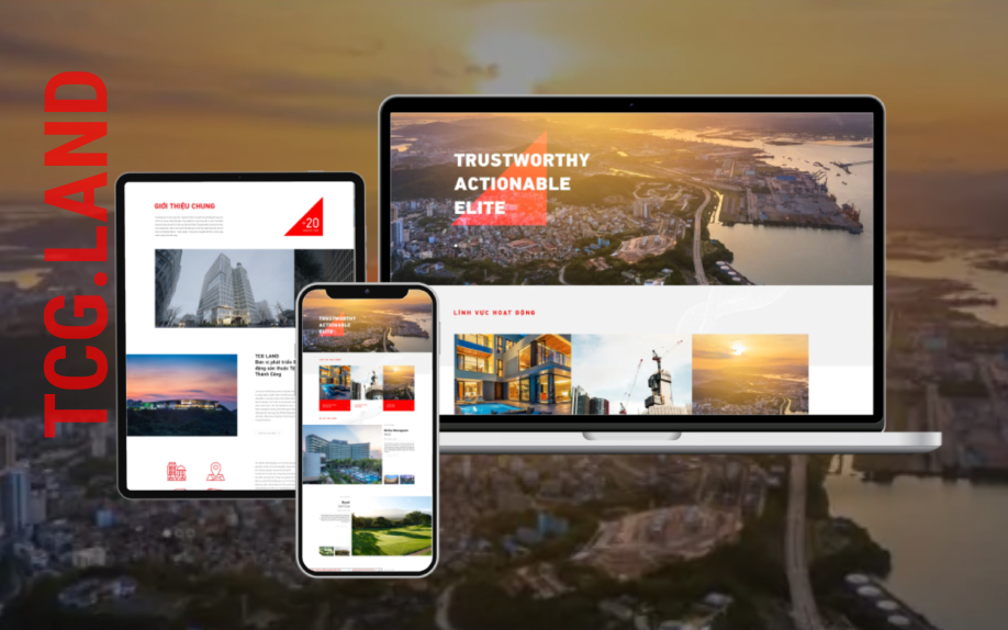 Giao diện website TCG Land trên máy tính và điện thoại