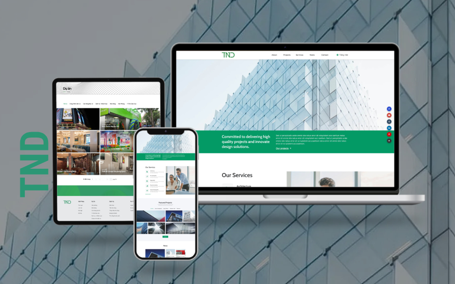Giao diện website TND trên máy tính và điện thoại