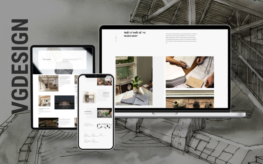 Giao diện website VGdesign trên máy tính và điện thoại
