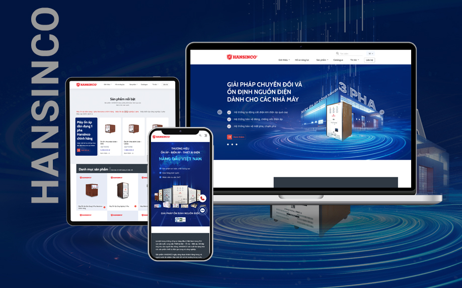 Giao diện website HANSINCO trên máy tính và điện thoại