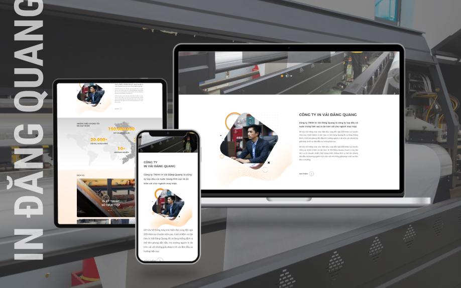 Giao diện website In Vải Đăng Quang trên máy tính và điện thoại
