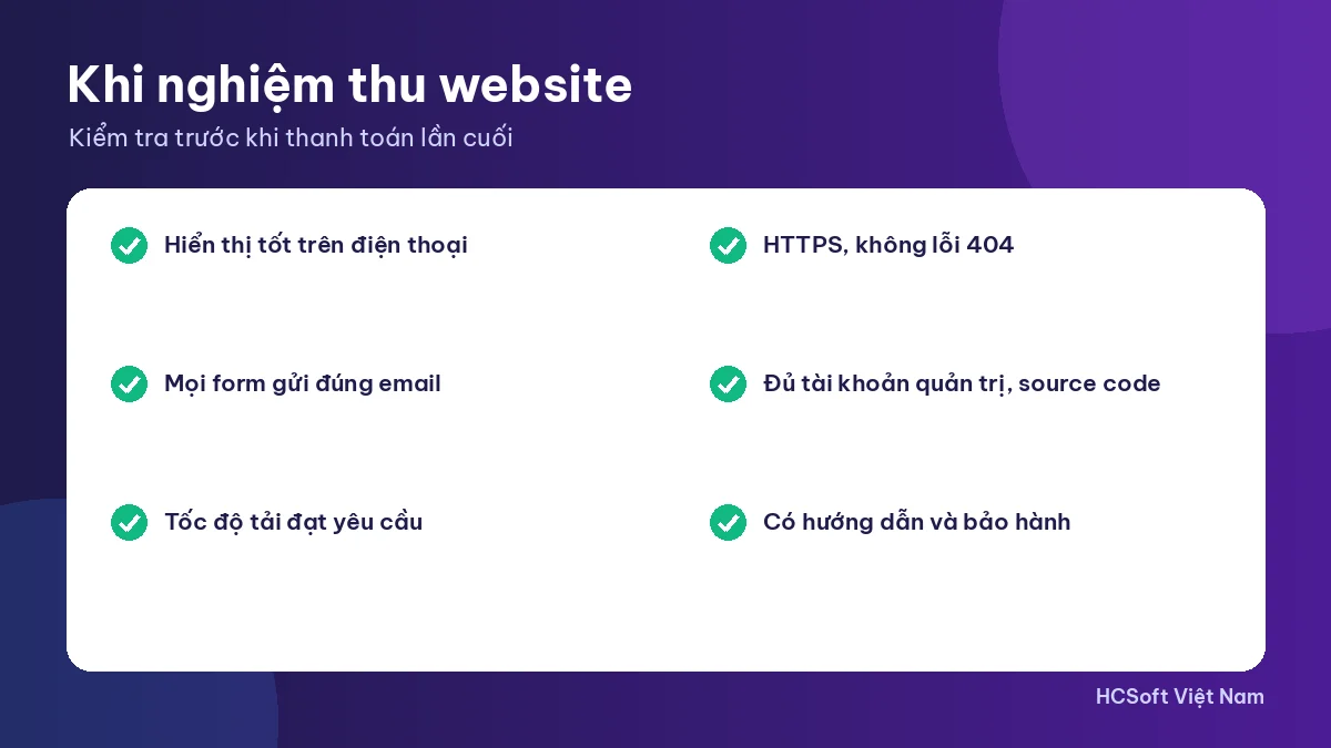 Lưu ý khi thiết kế website ở bước nghiệm thu, bàn giao